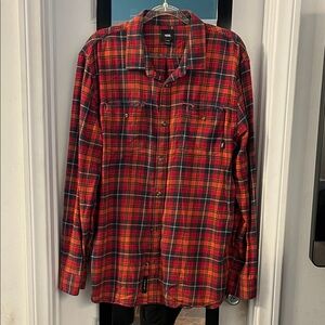 Vans Men's Classic Red and Black Plaid Shirt Jacket
